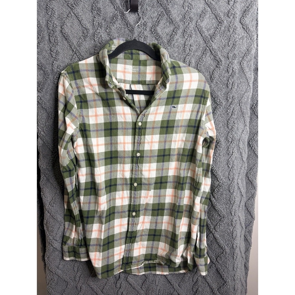 Vineyard Vines Green Plaid Flannel Shirt YXL Classic Fit Whale Outdoors